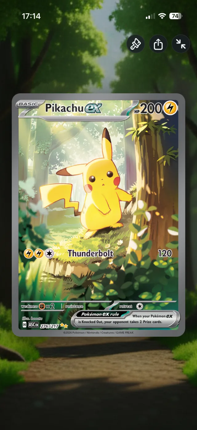 Full-screen card view